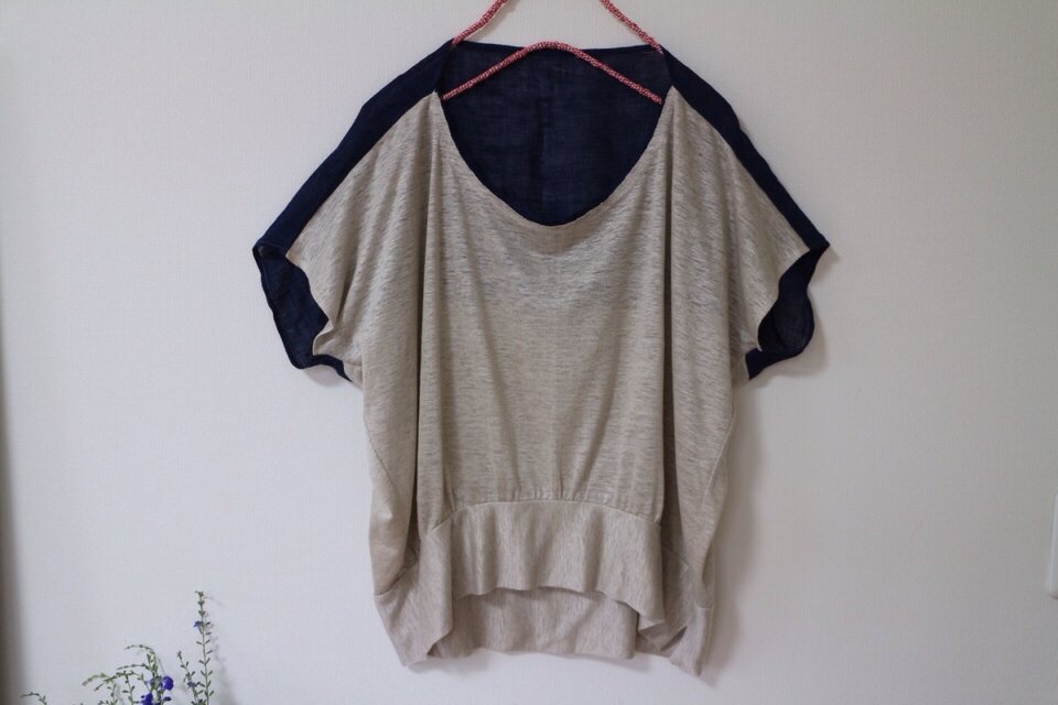 ★上質リネン100% 配色ブラウス★一枚限定