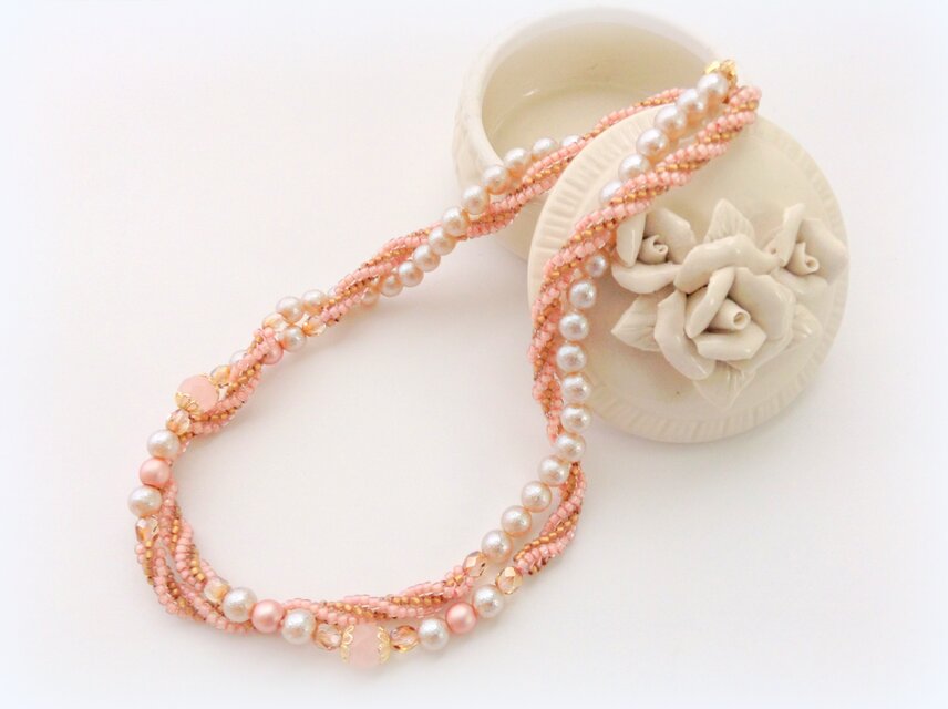 ローズクオーツ　２WAY ロングネックレス