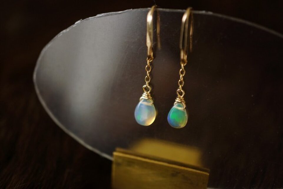 プレシャスオパールゆらりtiny-bitピアス K14GF 36