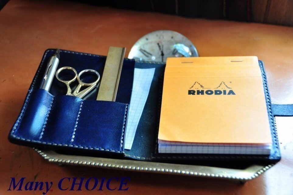 革の宝石ルガトー・ロディアメモ帳カバーno13（紺）