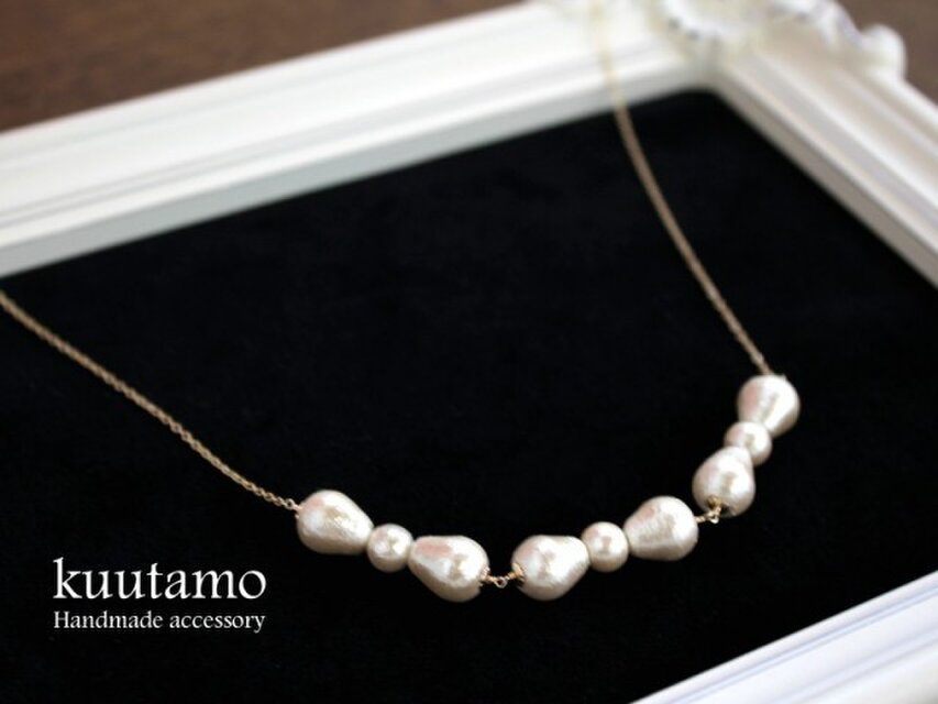 コットンパールの3つのリボンネックレス(14kgf)