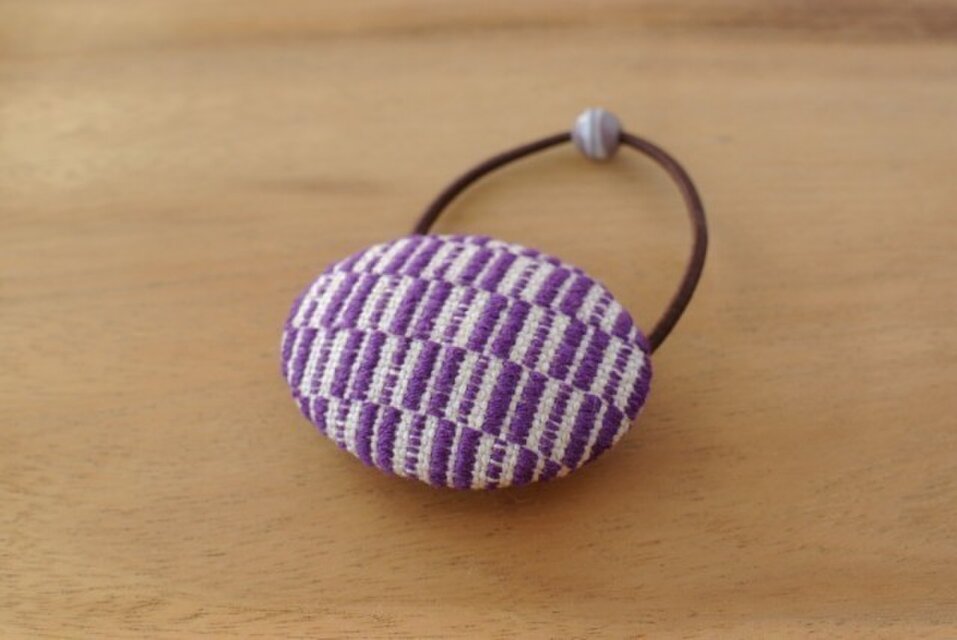 こぎん刺しのヘアゴム　紫色