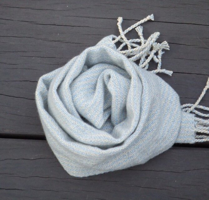 手織りカシミア＆コットンマフラー・・はるのおがわ