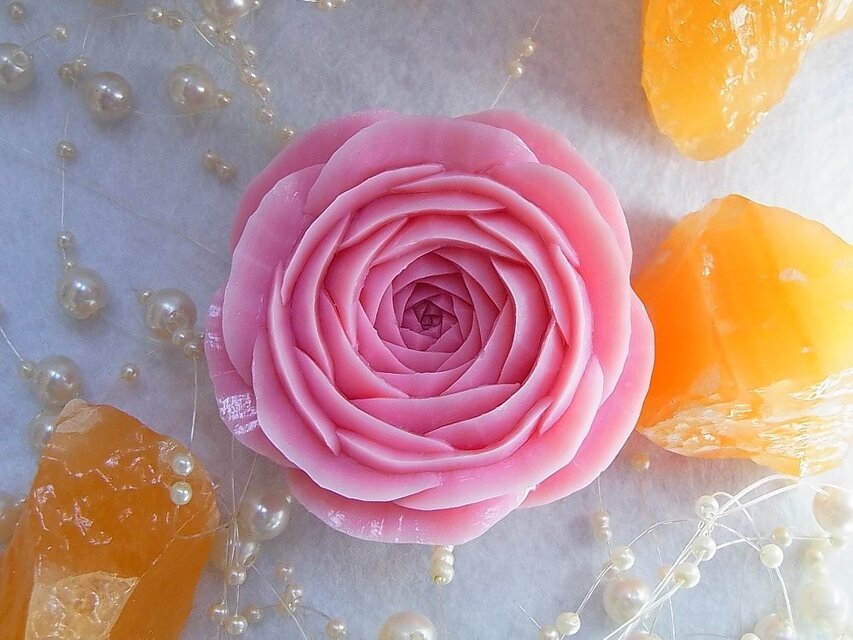 【オーダー】ピンクのバラいちりん。　ソープカービング
