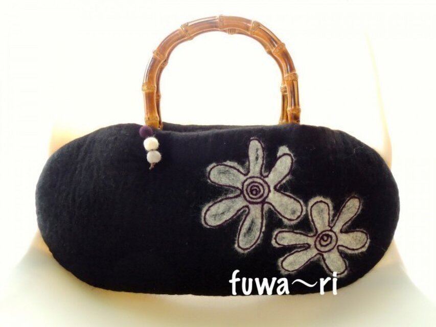 バンブートート　＊フラワーブラック＊