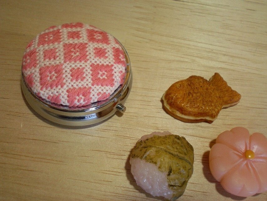 こぎん刺し*ピルケース*小物入れ*淡ピンク桃