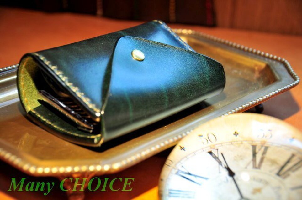 革の宝石・ルガトー・コインキャッチャー財布（緑）