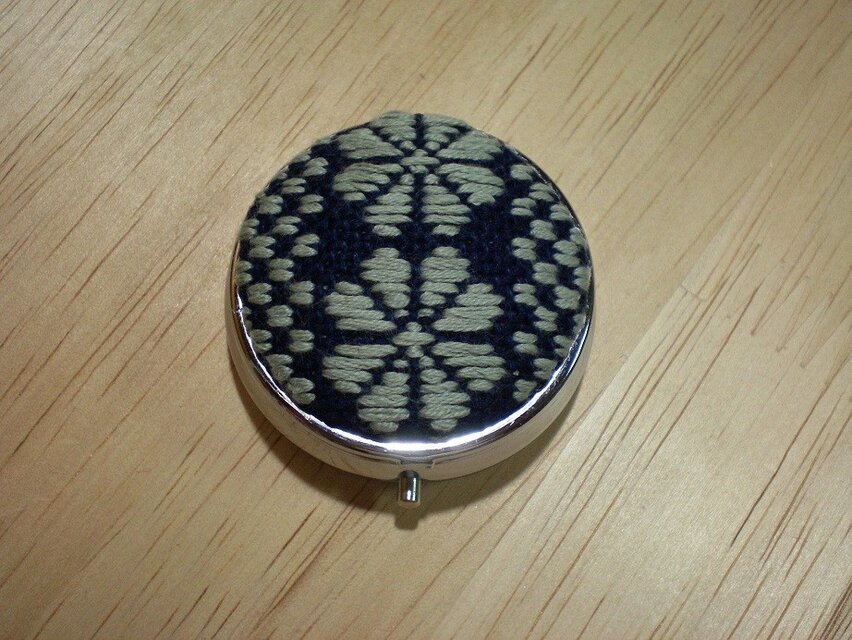 こぎん刺し*ピルケース*小物入れ*紺地×花市松