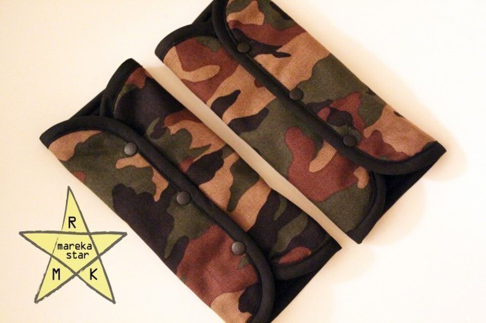 【売約済M様】№335 ズレにくい肩ベルトカバー(3WAY)迷彩 黒