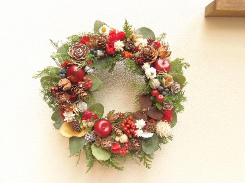 クリスマスリース(*^^*) フレッシュリース　木の実リース クリスマスリース(*^^*) フレッシュリース木の実リース