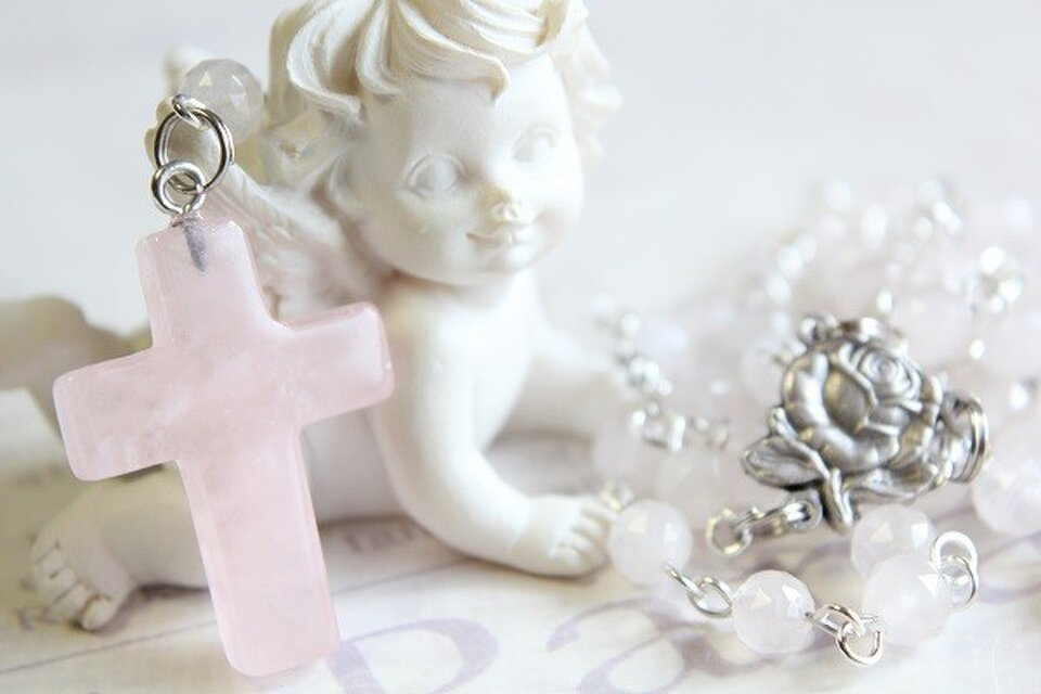 ローズクォーツのロザリオ