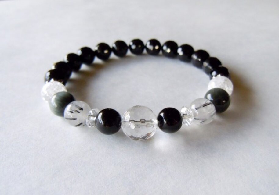 ハーフオブシディアンモノトーンブレスレット