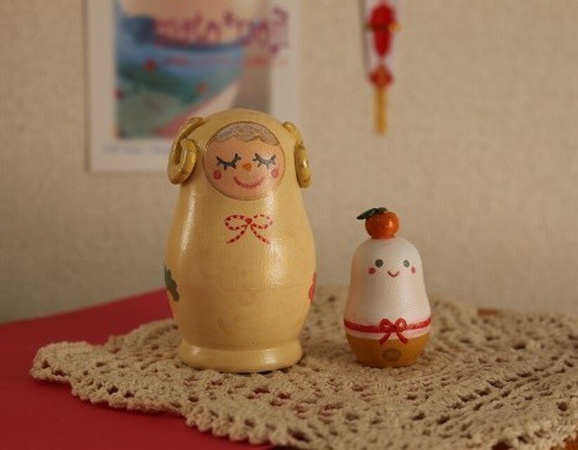 ひつじ＆鏡もちのマトリョーシカ