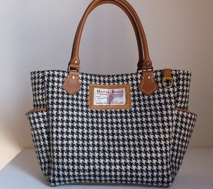 n様ご依頼品サイドポケットS（ハリスツイード黒×白千鳥）