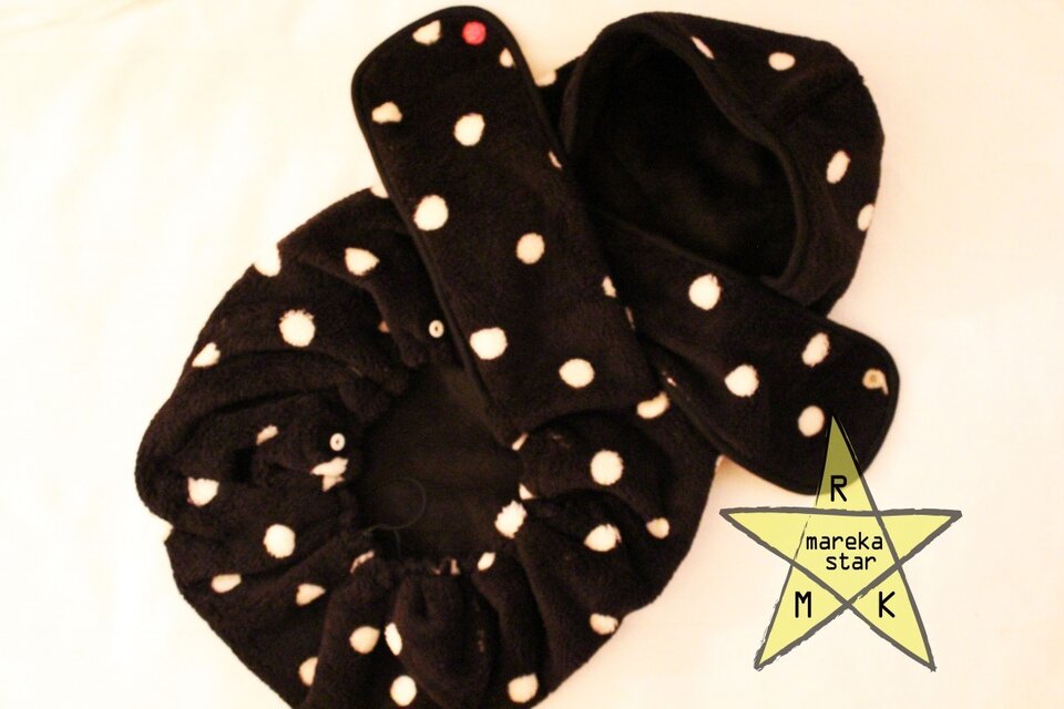 【売約済N様】№350 ボアケープ(4WAY)リバーシブル黒水玉