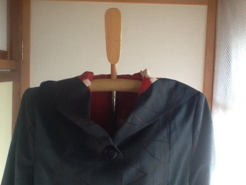 大島 紬 ハーフコート