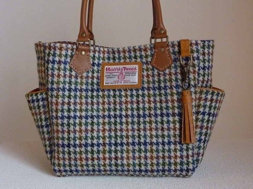 T様ご依頼品サイドポケットバッグS（ハリスツイードカラフル千鳥）