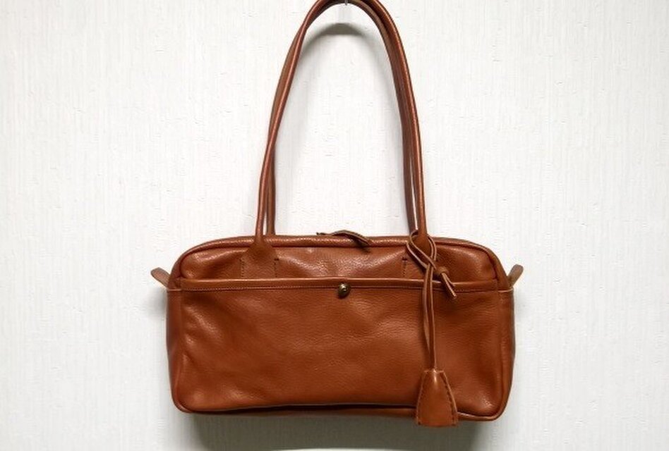 イタリアンレザー横長ボストンバック