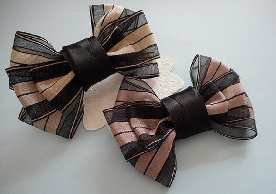 SoldOut✩サテンオーガンジーのバレッタ（peony）