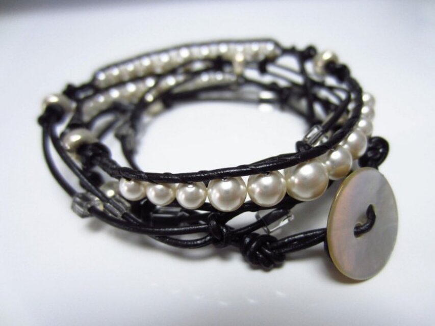 4連ブレスになるスワロパールネックレス