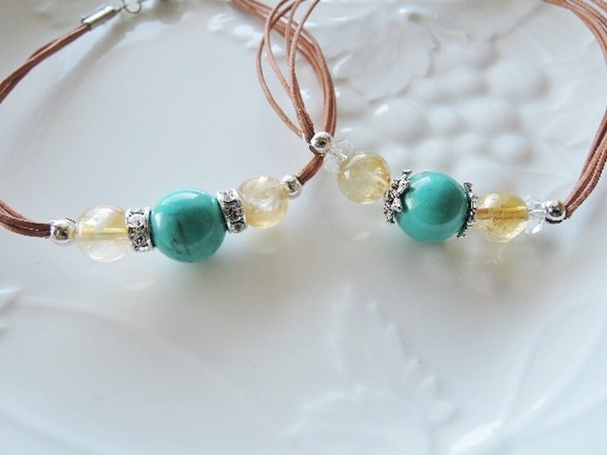 ☆アウトレット男性用ターコイズ＆シトリン　仕事のお守り（599）