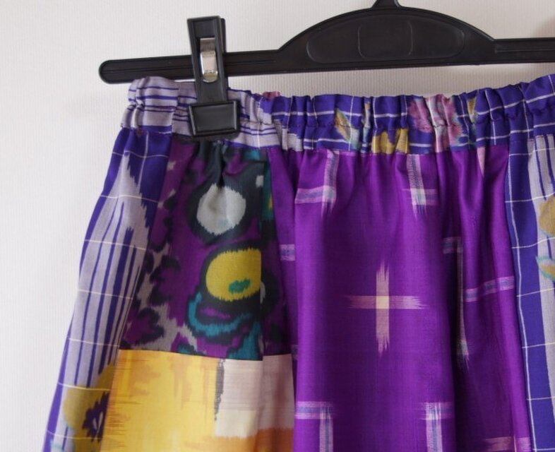 着物リメイク 紫系のパッチワークスカート