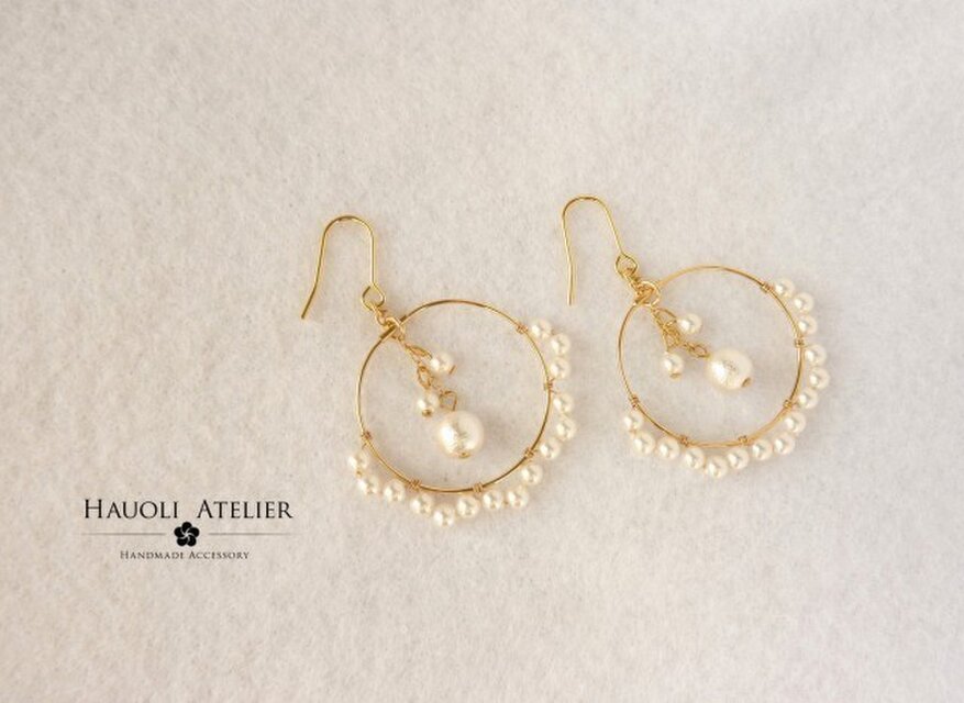 パールのフープピアス