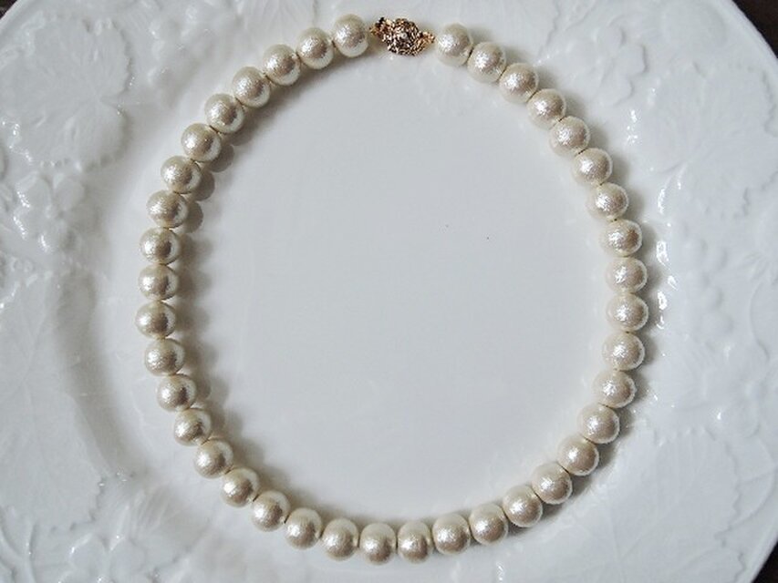 （627）コットンパール12㎜ゴージャスネックレス