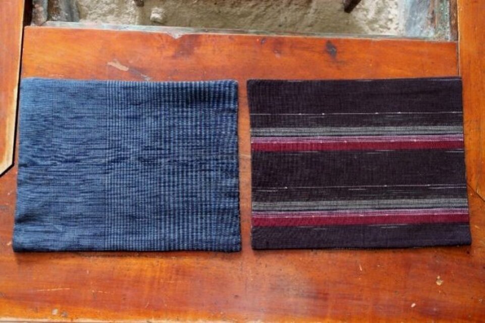 【SALE】縞紬　綿の絣(Ｃ) ソーサー二枚組セット