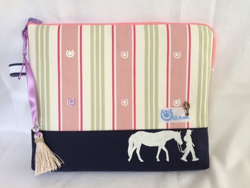 クラッチ*チェアストライプ　ピンク