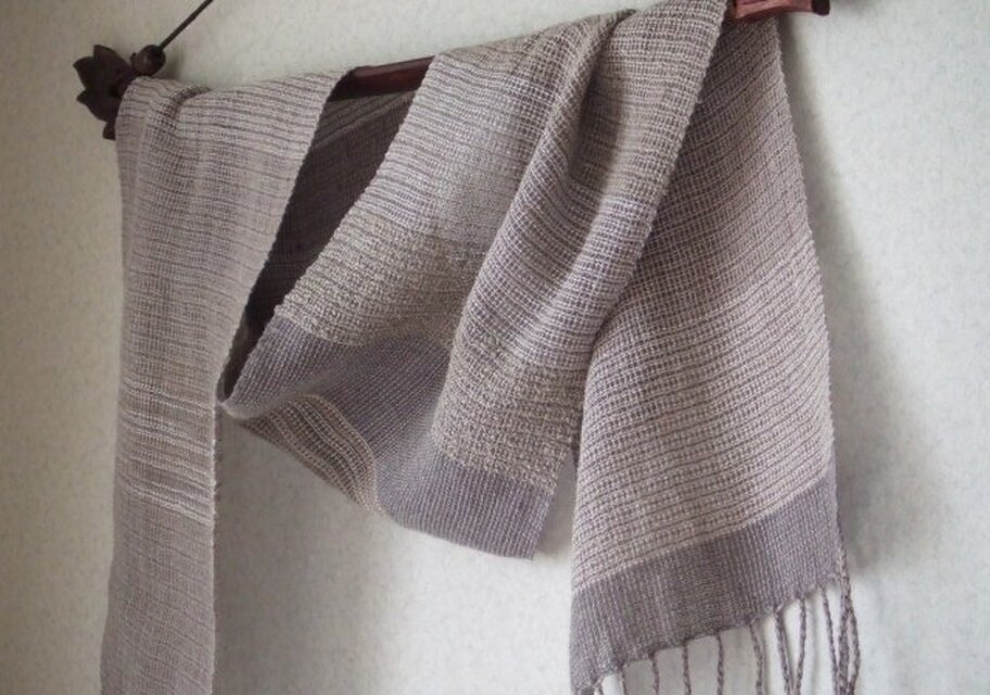 手織りシルク＆麻ストール・・石畳