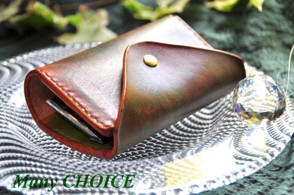EUヌメ革・ コインキャッチャー財布（手染め）