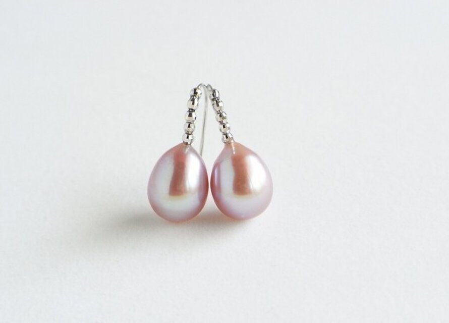 パールピアスエレガントスタイル18K　パープル