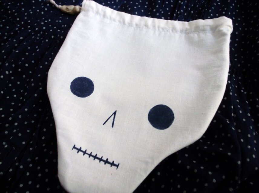 おおきいガイコツ巾着(紺)