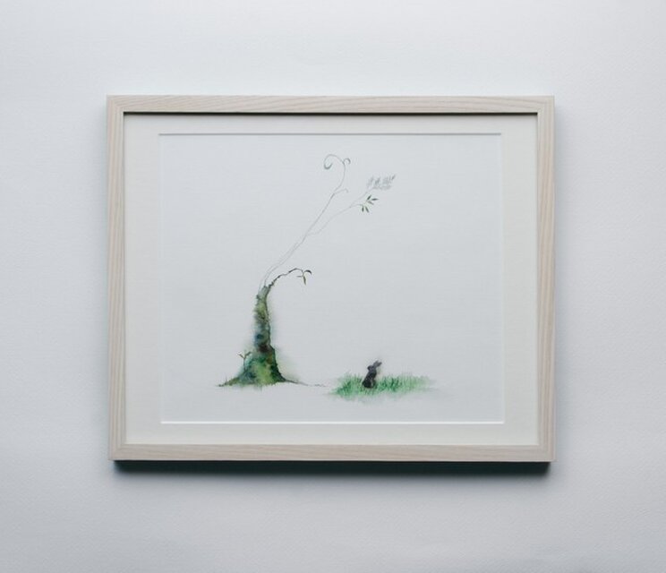 水彩画04/くろいうさぎ