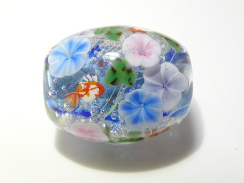 朝顔と金魚のとんぼ玉