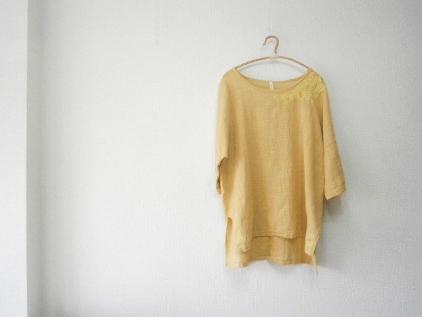 en-en5～６分袖・手刺繍マスタード(029)