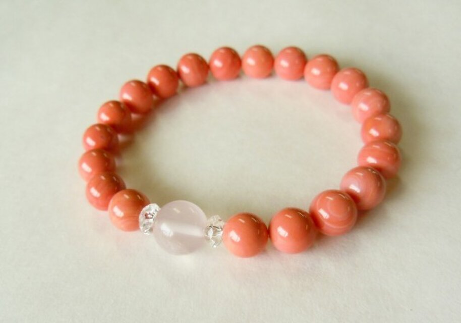 マウンテンコーラルのワンポイントブレスレット/５