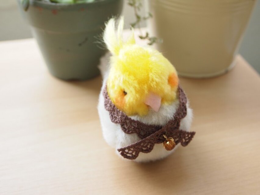 手のひらサイズのぬいぐるみオカメインコグレー