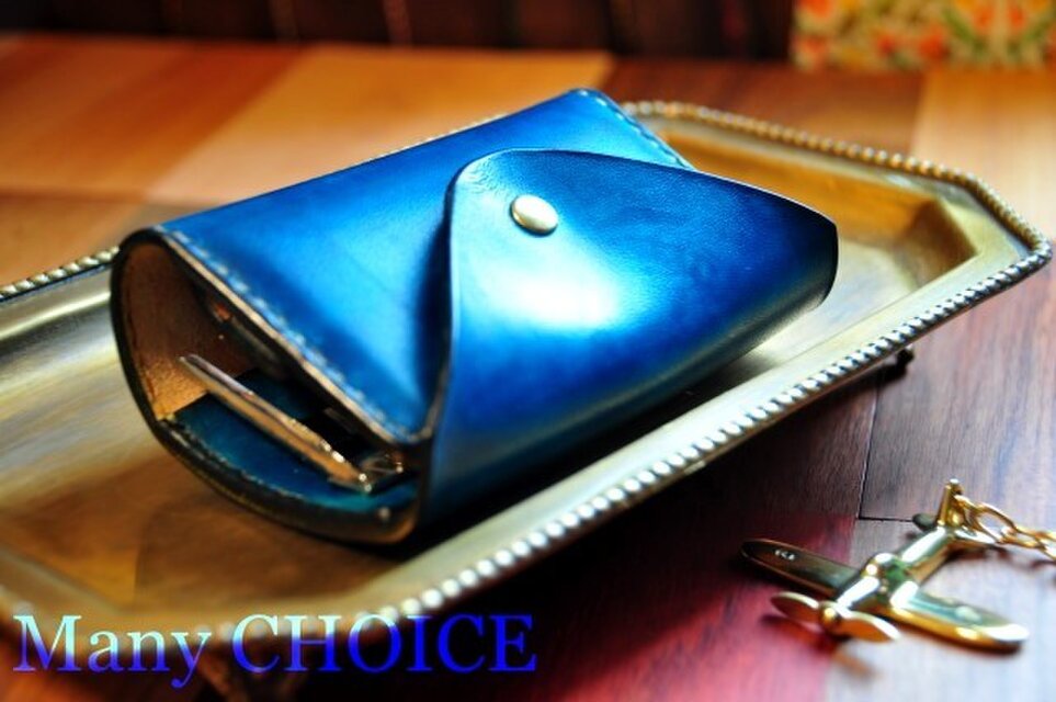 EUヌメ革・ コインキャッチャー財布（カリブ）（手染め）