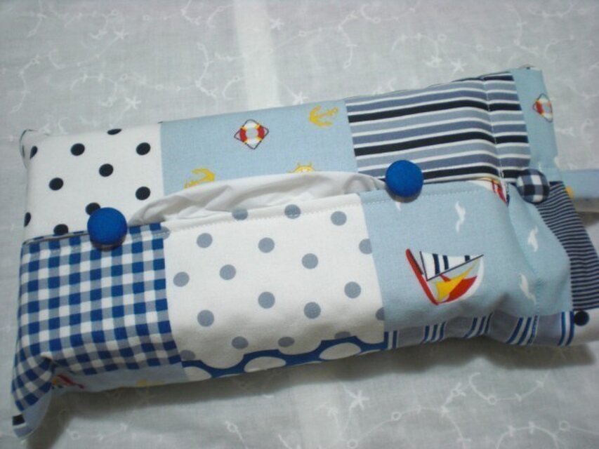 ティッシュカバー　マリンマリン　紐付き２WAYタイプ