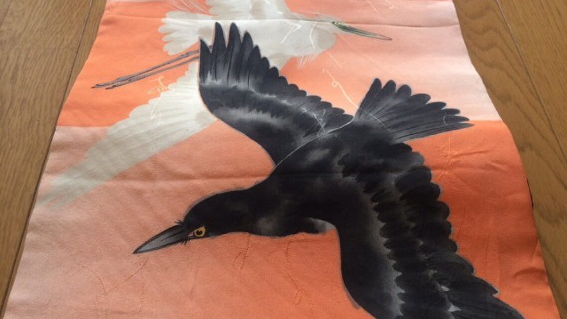 創作名古屋帯・カラスとシロサギ | iichi 日々の暮らしを心地よくする