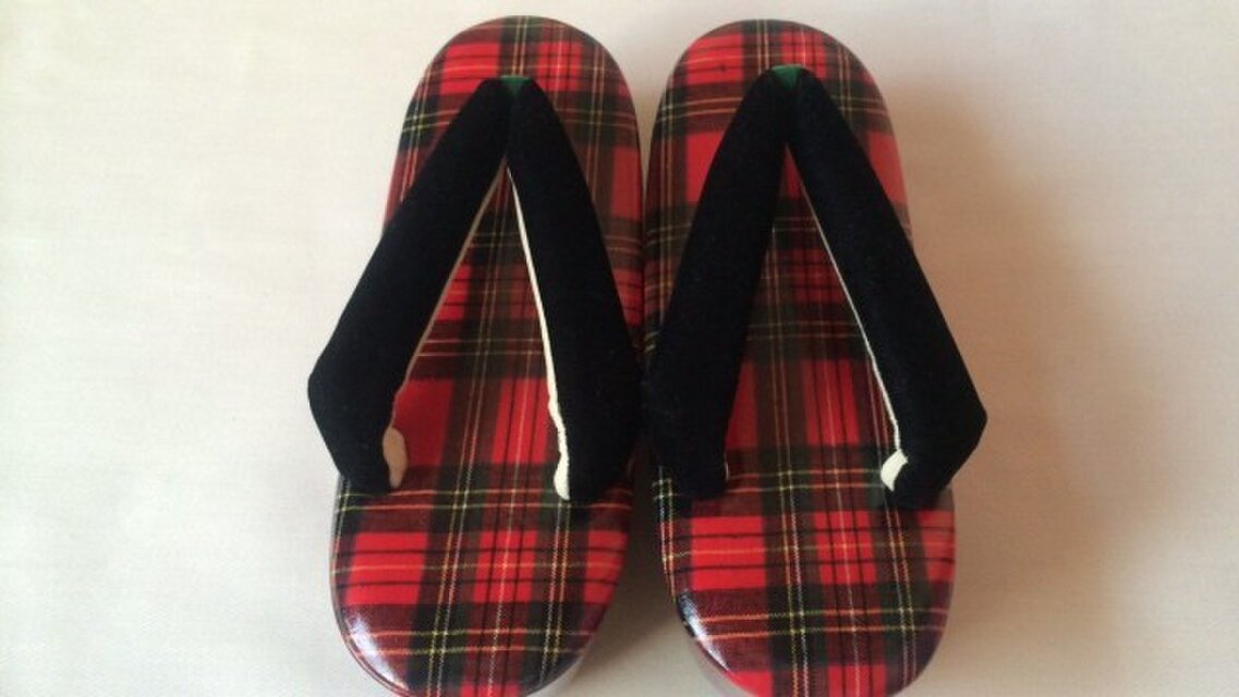 創作草履・Sサイズ　タータンチェック