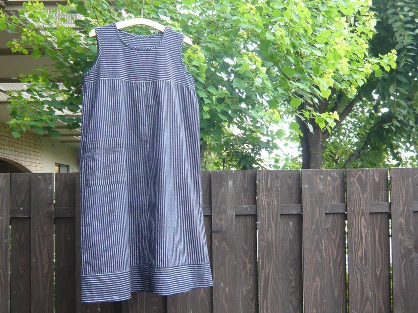 男ものの浴衣地のワンピース