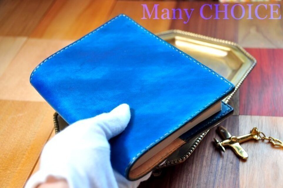 EUヌメ革・ ブックカバー・手染め（カリブ）