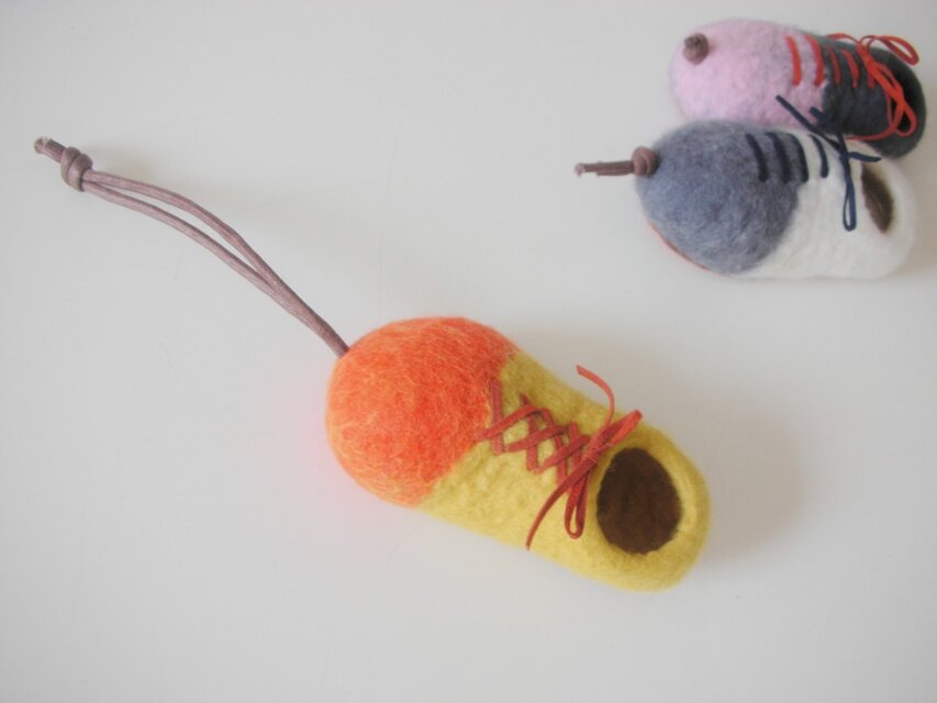 靴型　キーケース　黄色×オレンジ