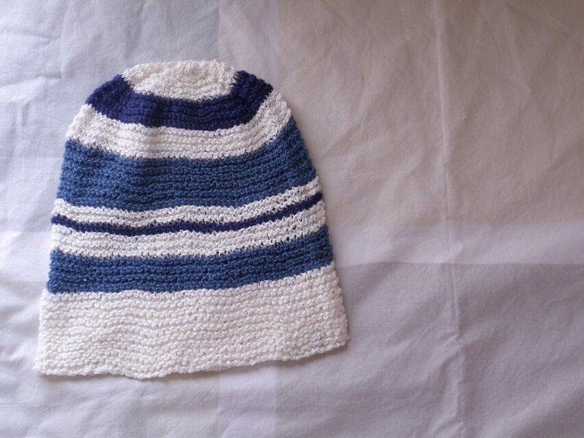 一点物　ゆったりコルトレイクリネン　ニットキャップ　青A