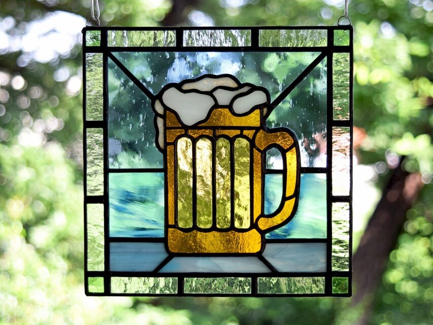 ステンドグラス ミニパネル ビール 15cm | iichi 日々の暮らしを