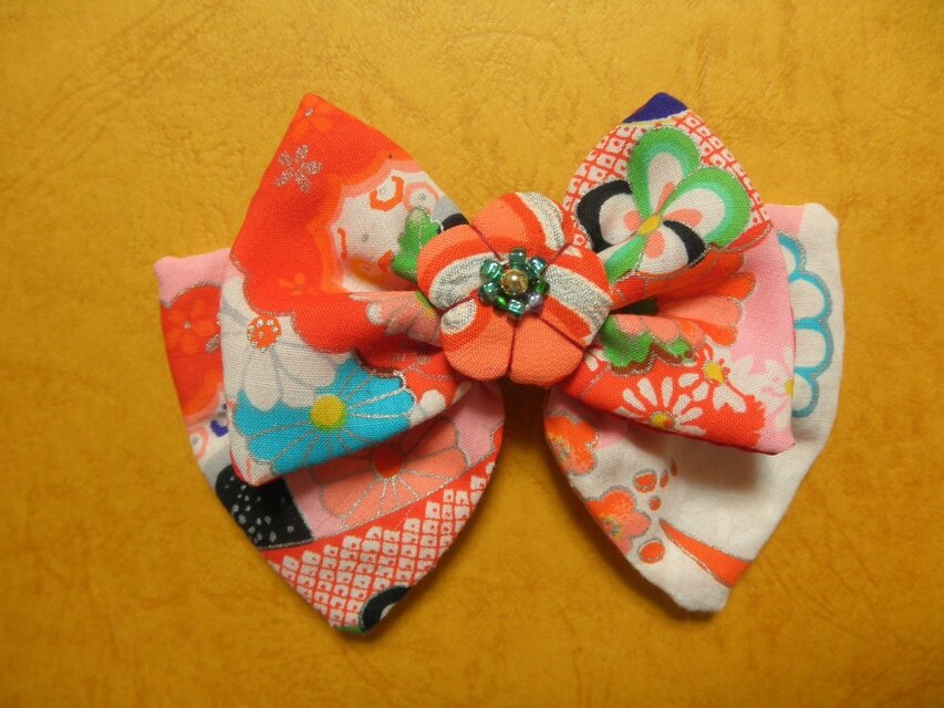 友禅重ね・バレッタ「花鏡」