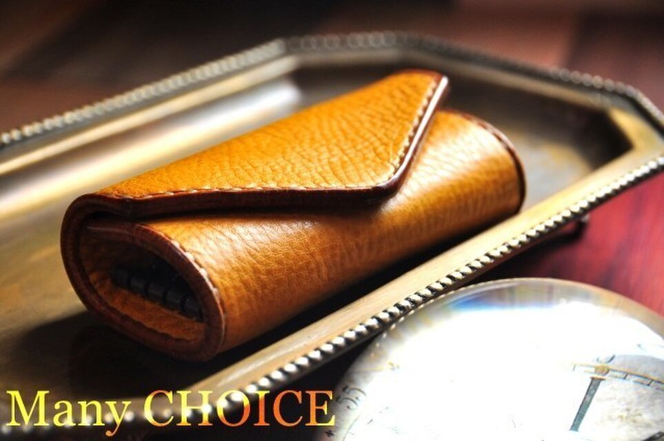 イタリアンオイルレザーアリゾナ・キーケース（マスタード）